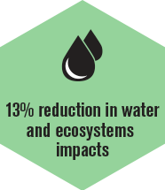 Reduction in water and ecosystems impacts